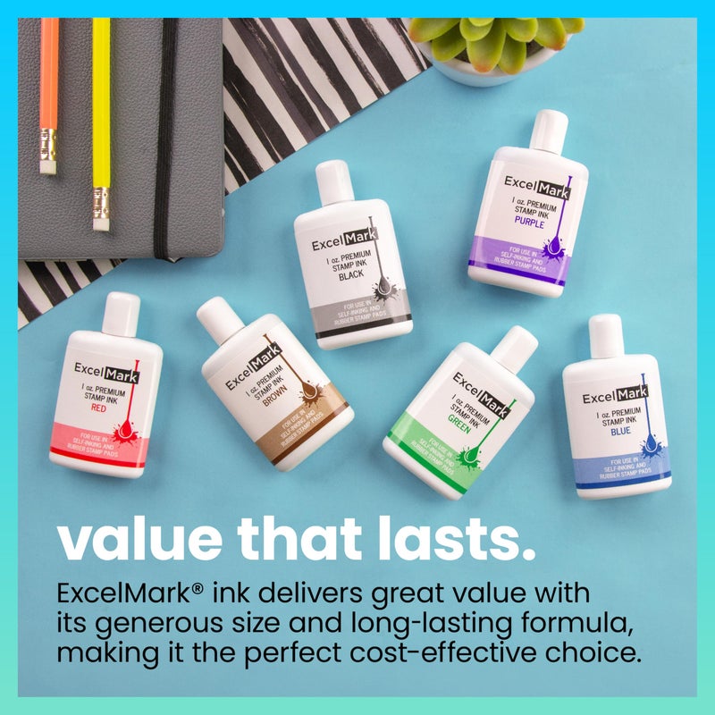 ExcelMark Premium Self-Inking Stamp Refill Ink - 1 oz. (Black) - Image 5